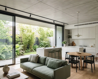 Bright modern living room interior